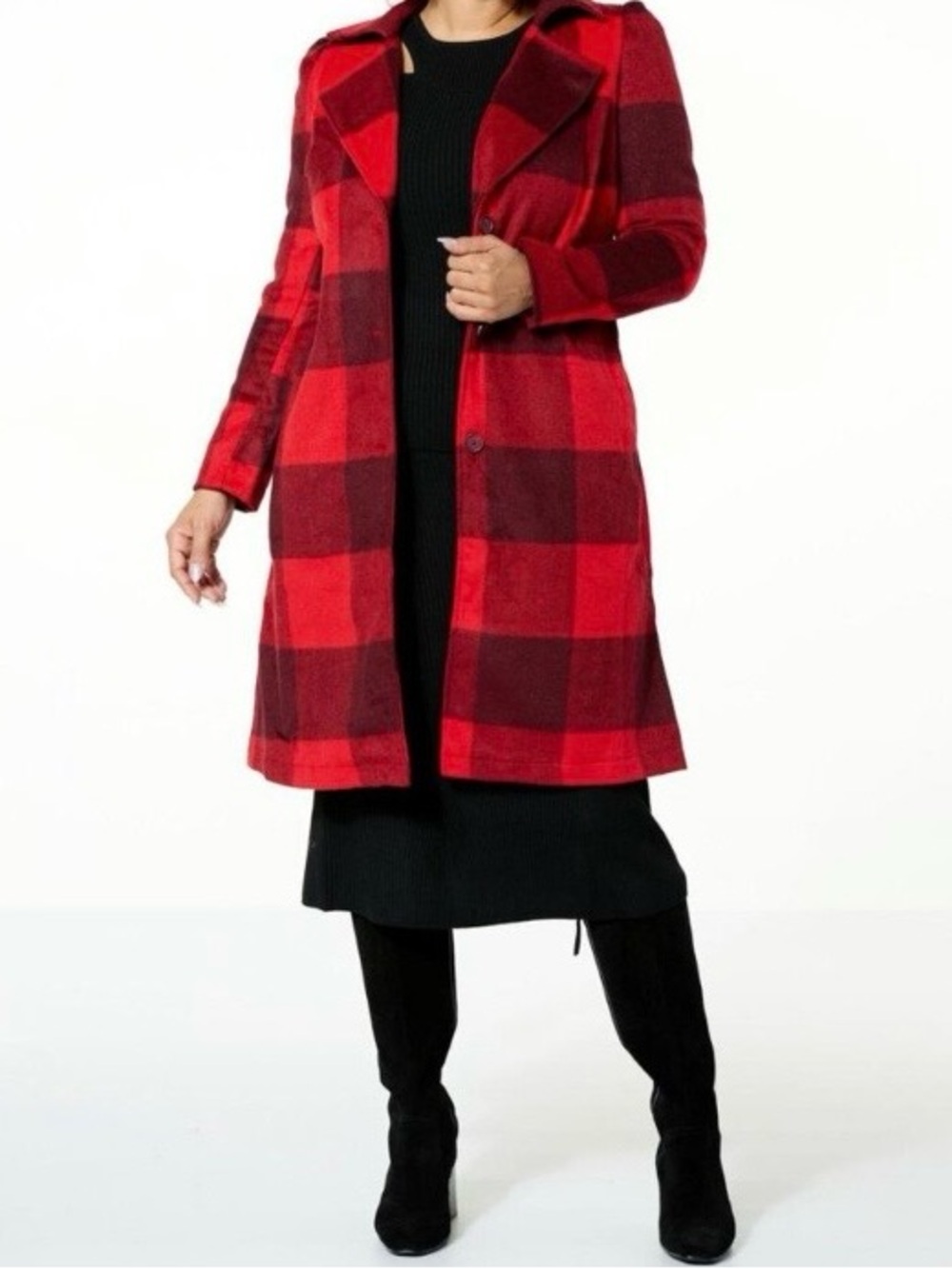 G by Guliana Plaid Wool-Blend Coat